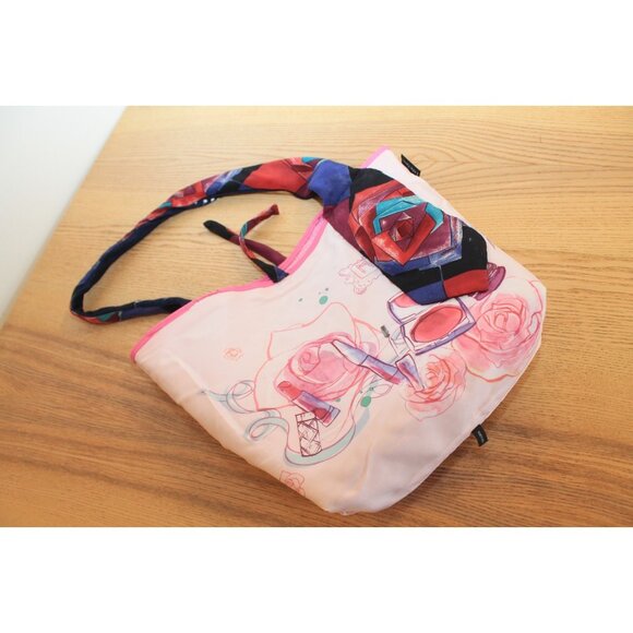 Lancôme Tote Bag Pink with Frog Tie handle - DOUBLE SIDED- handmade - Picture 4 of 10